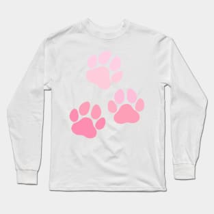 Walking Paw Prints- Pink! Long Sleeve T-Shirt